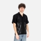 camicia manica corta uomo tribal flames print shirt BLACK