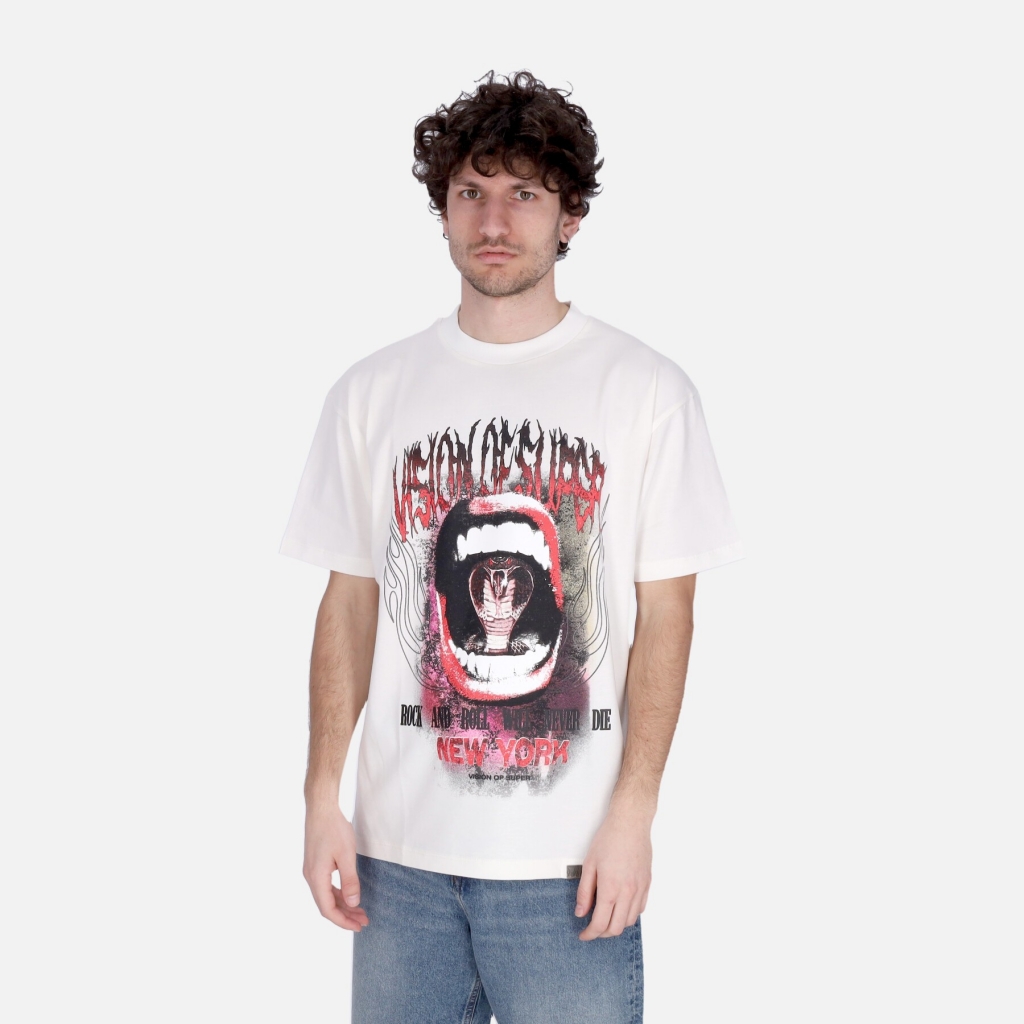 maglietta uomo cobra mouth print tee WHITE