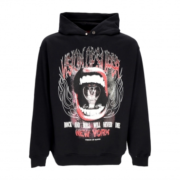 felpa leggera cappuccio uomo cobra mouth print hoodie BLACK