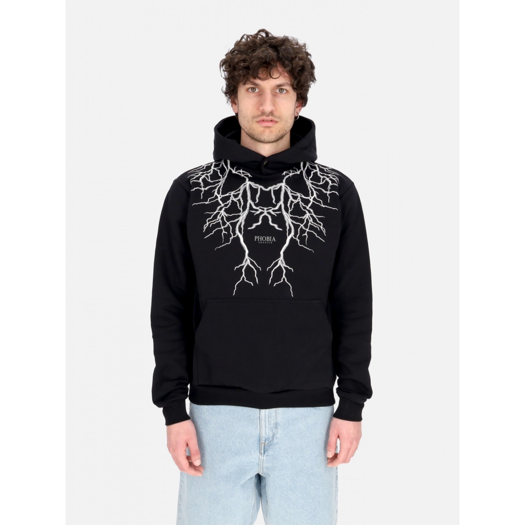 felpa leggera cappuccio uomo embroidery lightning hoodie BLACK/GREY