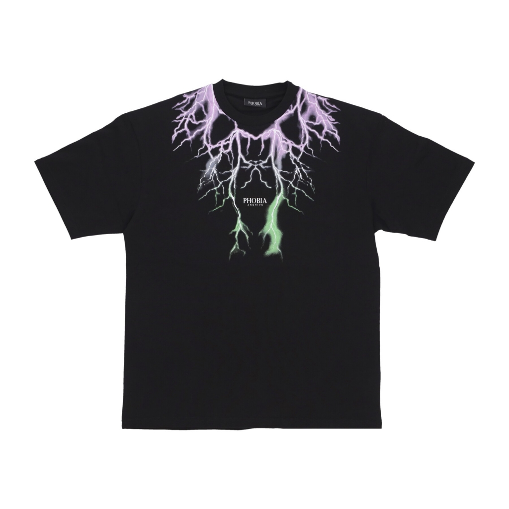 maglietta uomo bicolor lightning print tee BLACK