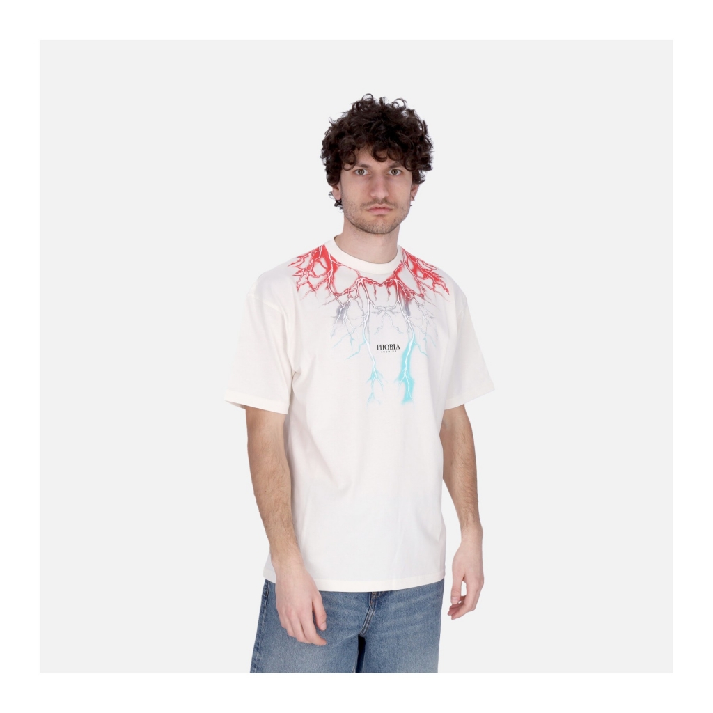 maglietta uomo bicolor lightning print tee WHITE