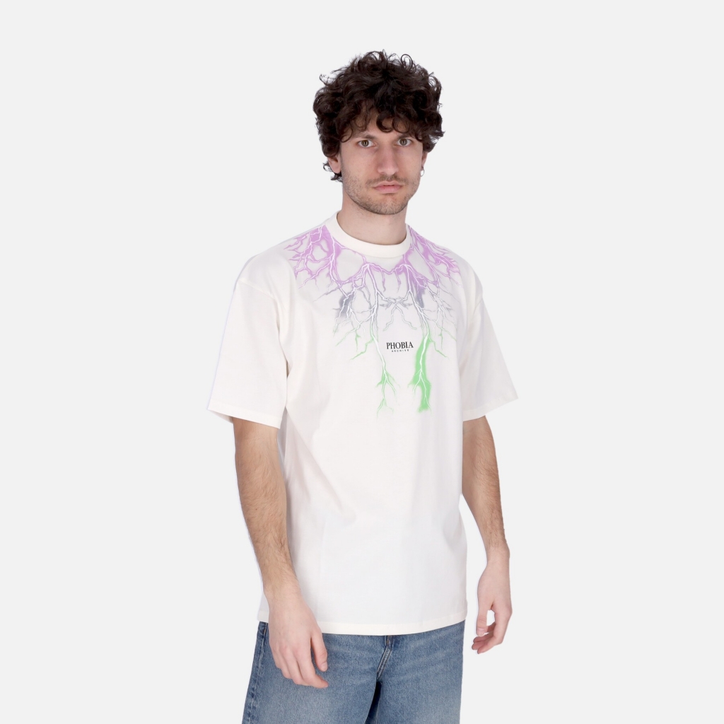 maglietta uomo bicolor lightning print tee WHITE