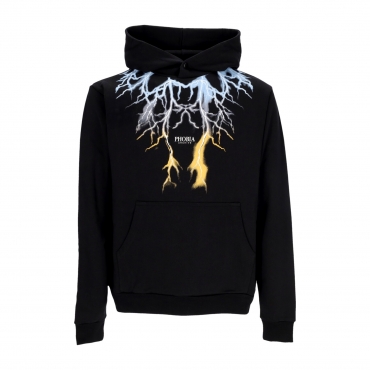 felpa leggera cappuccio uomo bicolor lightning print hoodie BLACK