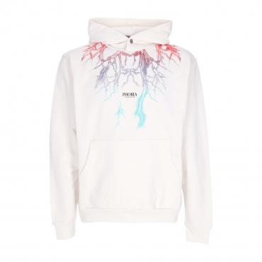 felpa cappuccio uomo bicolor lightning print hoodie WHITE