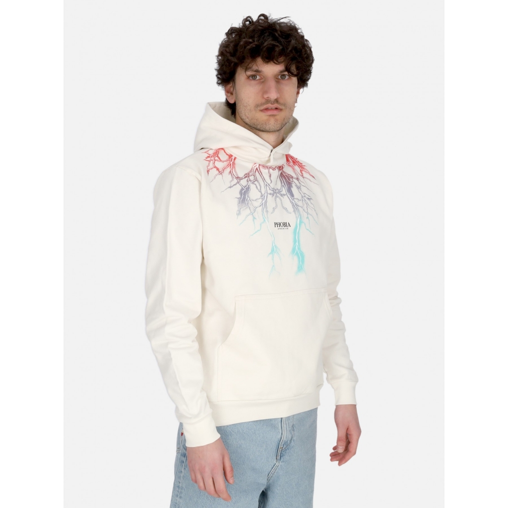 felpa cappuccio uomo bicolor lightning print hoodie WHITE