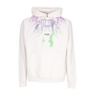 felpa leggera cappuccio uomo bicolor lightning print hoodie WHITE