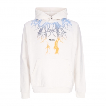 felpa leggera cappuccio uomo bicolor lightning print hoodie WHITE