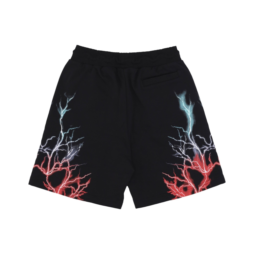 pantalone tuta leggero uomo bicolor lightning print shorts BLACK