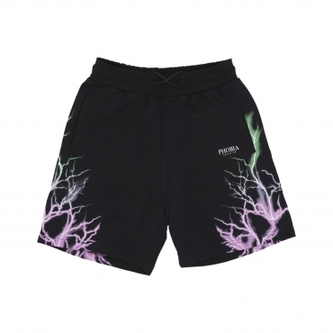 pantalone tuta leggero uomo bicolor lightning print shorts BLACK