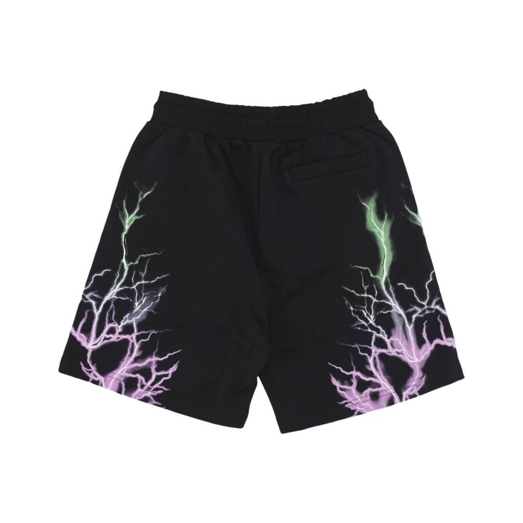 pantalone tuta leggero uomo bicolor lightning print shorts BLACK