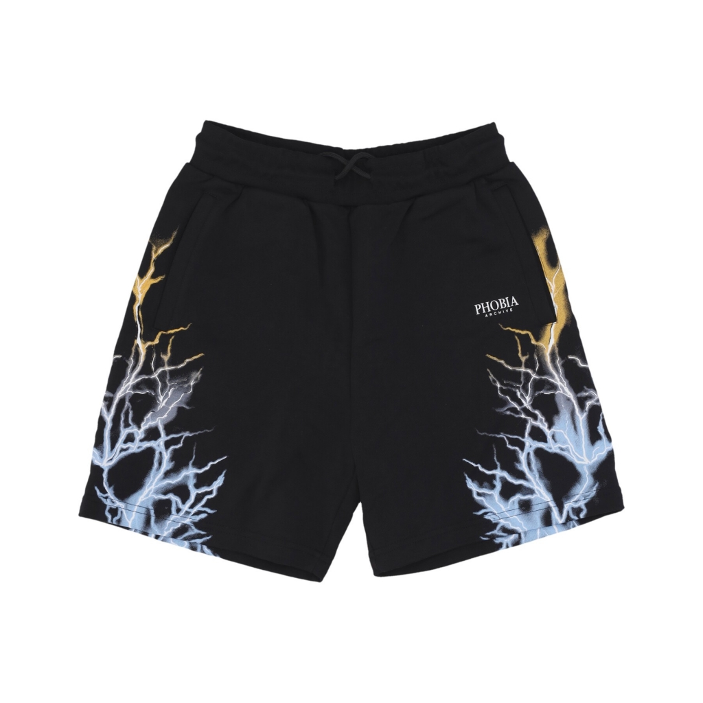 pantalone corto tuta uomo bicolor lightning print shorts BLACK