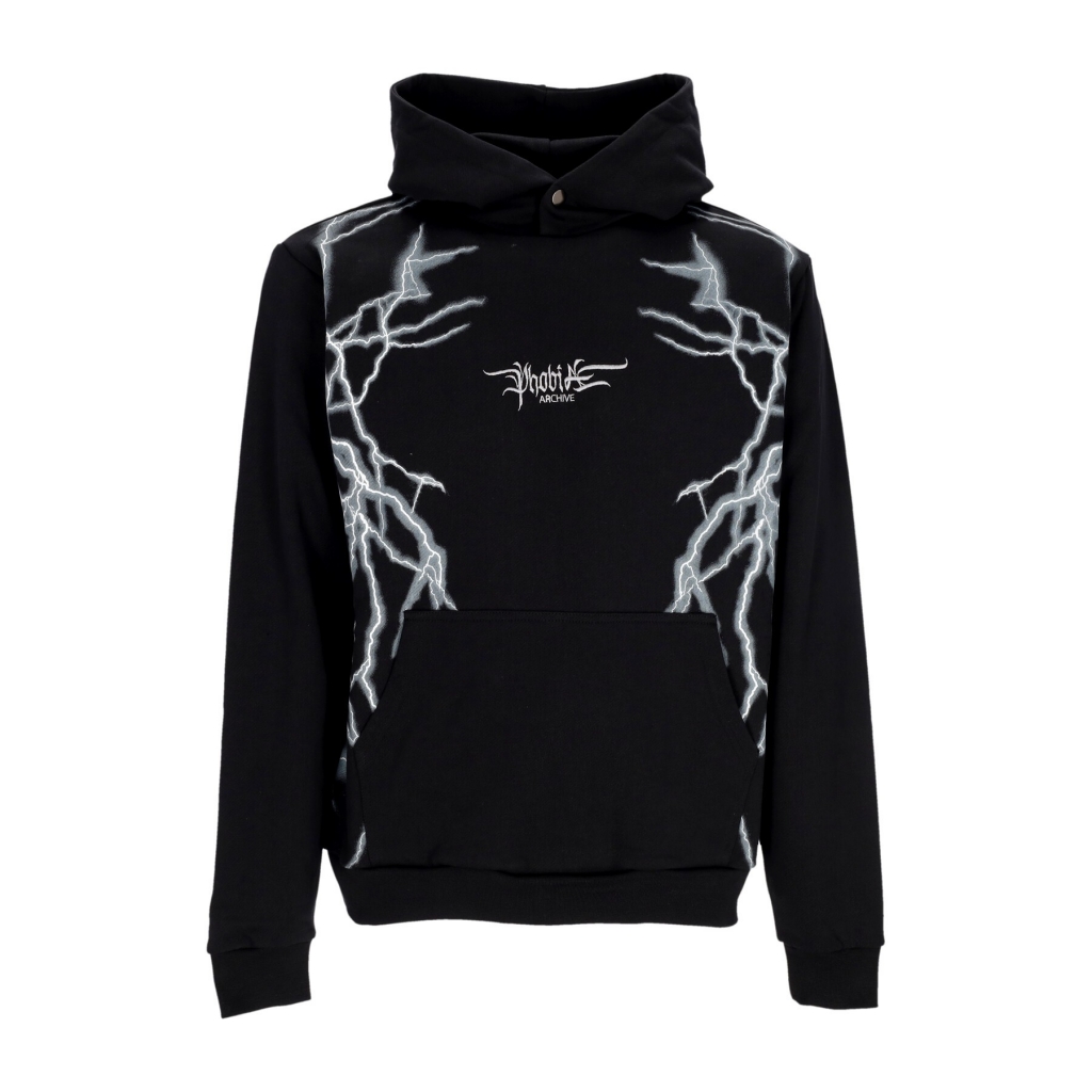 felpa leggera cappuccio uomo lateral lightning print hoodie BLACK/WHITE