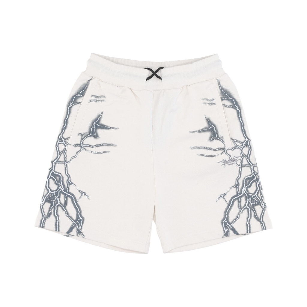 pantalone tuta leggero uomo lateral lightning print shorts WHITE/GREY