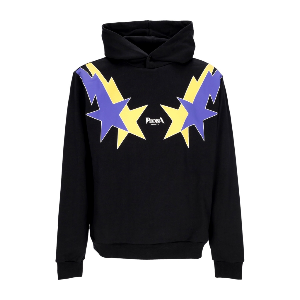 felpa leggera cappuccio uomo starry lightning hoodie BLACK/YELLOW/PURPLE