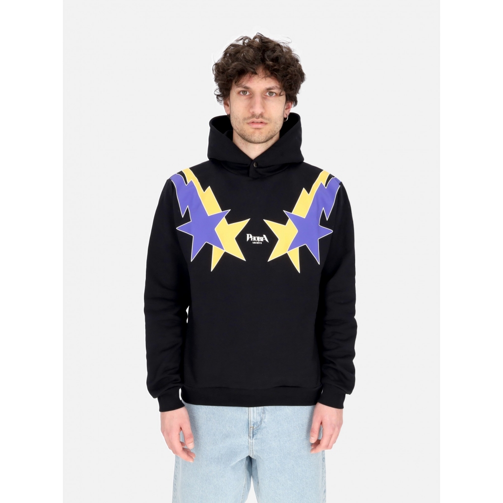 felpa leggera cappuccio uomo starry lightning hoodie BLACK/YELLOW/PURPLE