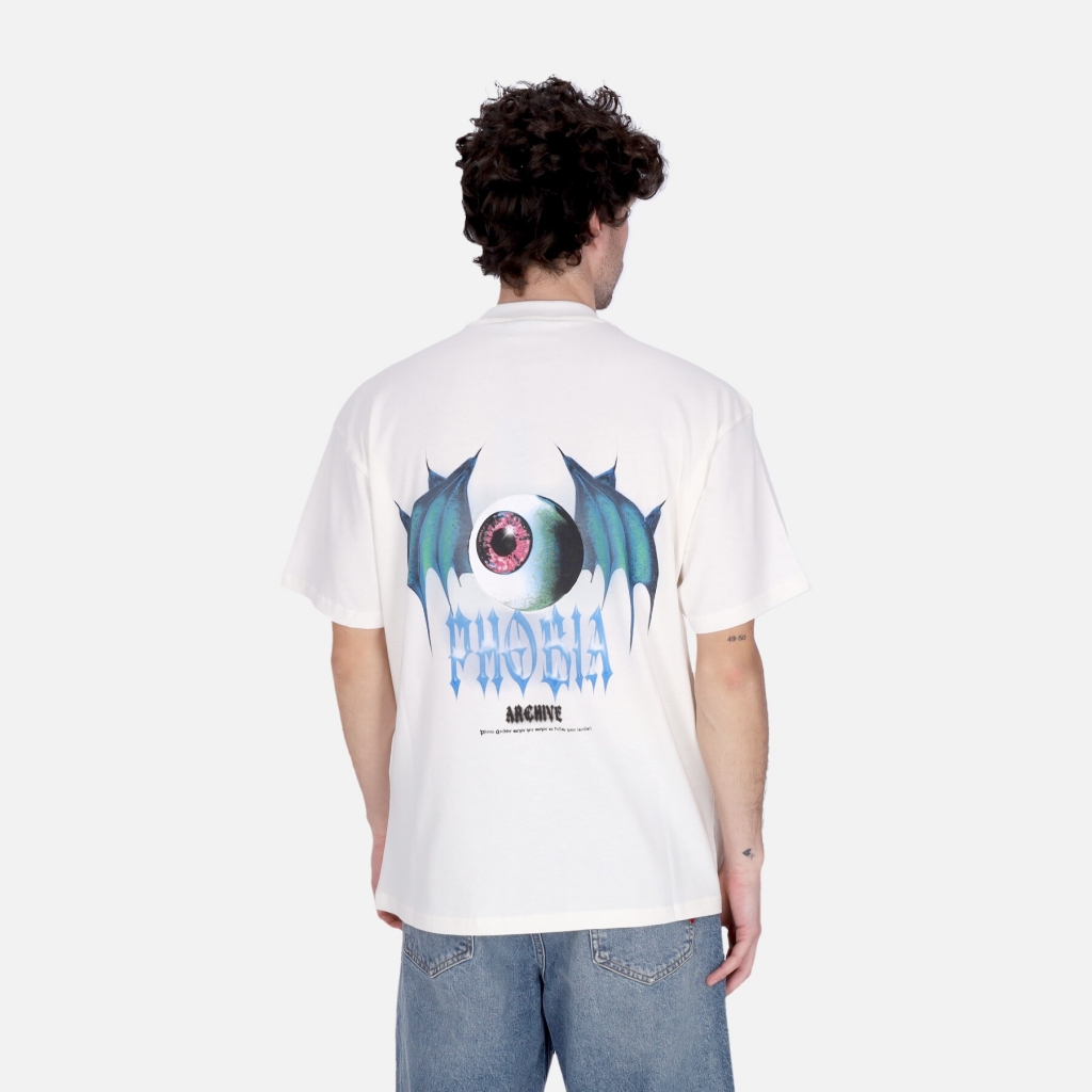 maglietta uomo bat eye print tee WHITE/BLUE