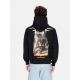 felpa leggera cappuccio uomo fiery cobra print hoodie BLACK/ORANGE