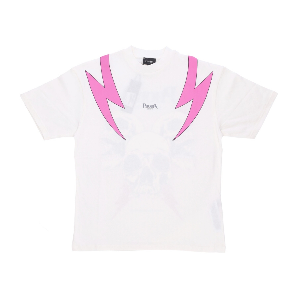 maglietta uomo screaming skulls print tee WHITE/PINK