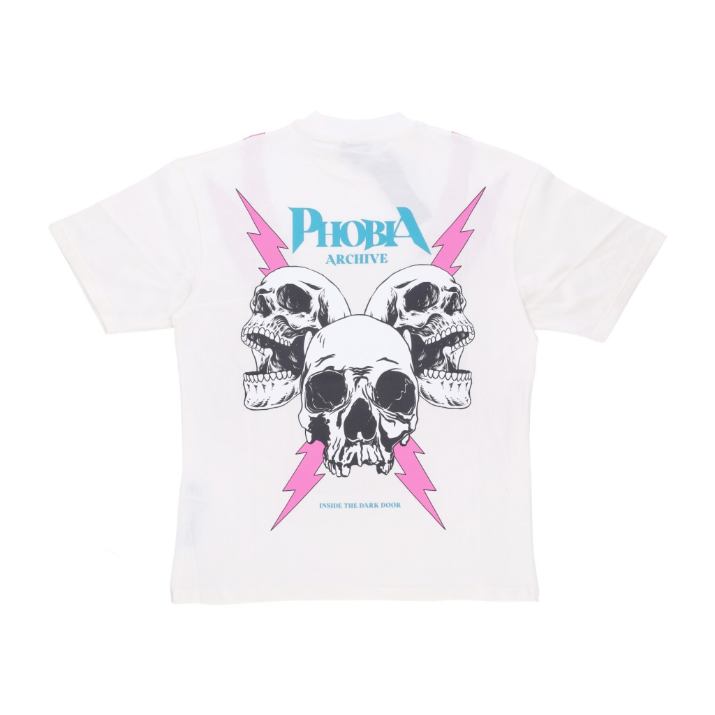 maglietta uomo screaming skulls print tee WHITE/PINK