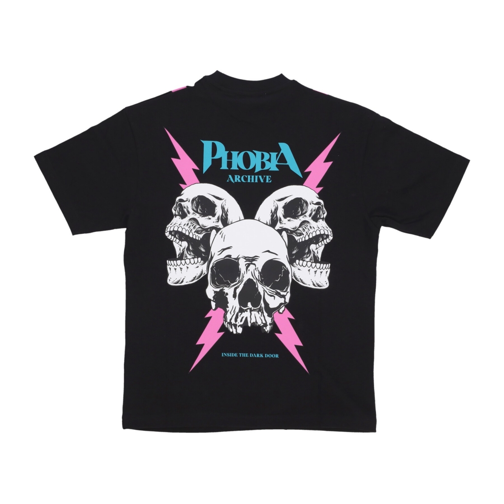 maglietta uomo screaming skulls print tee BLACK/PINK