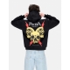 felpa leggera cappuccio uomo screaming skulls print hoodie BLACK/RED