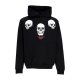 felpa leggera cappuccio uomo triple skull print hoodie BLACK/RED