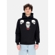 felpa leggera cappuccio uomo triple skull print hoodie BLACK/RED