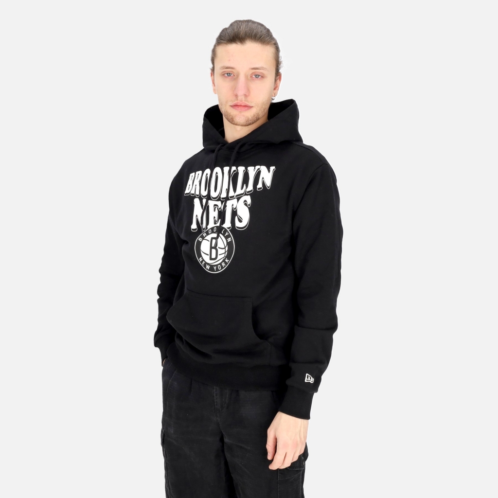 felpa leggera cappuccio uomo nba script oversize hoodie bronet BLACK/WHITE