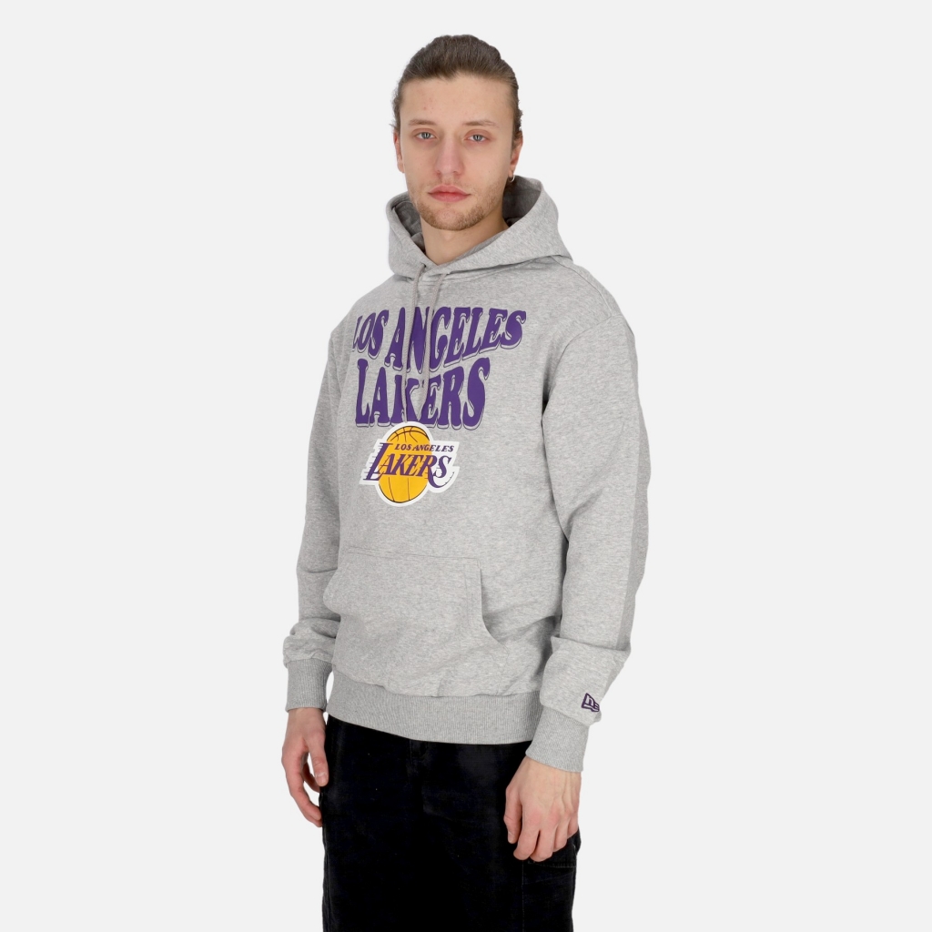 felpa leggera cappuccio uomo nba script oversize hoodie loslak HEATHER GREY/TRUE PURPLE