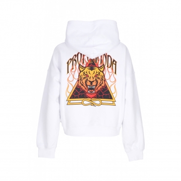 felpa leggera cappuccio corta donna w triangle bengala crop top hoodie WHITE