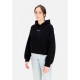 felpa leggera cappuccio corta donna w ribs crop top hoodie BLACK