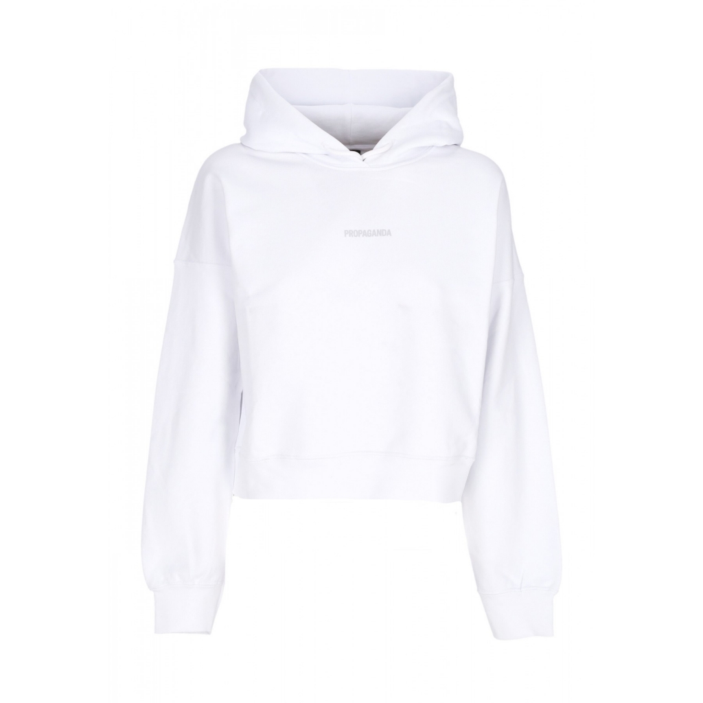 felpa leggera cappuccio corta donna w ribs crop top hoodie WHITE