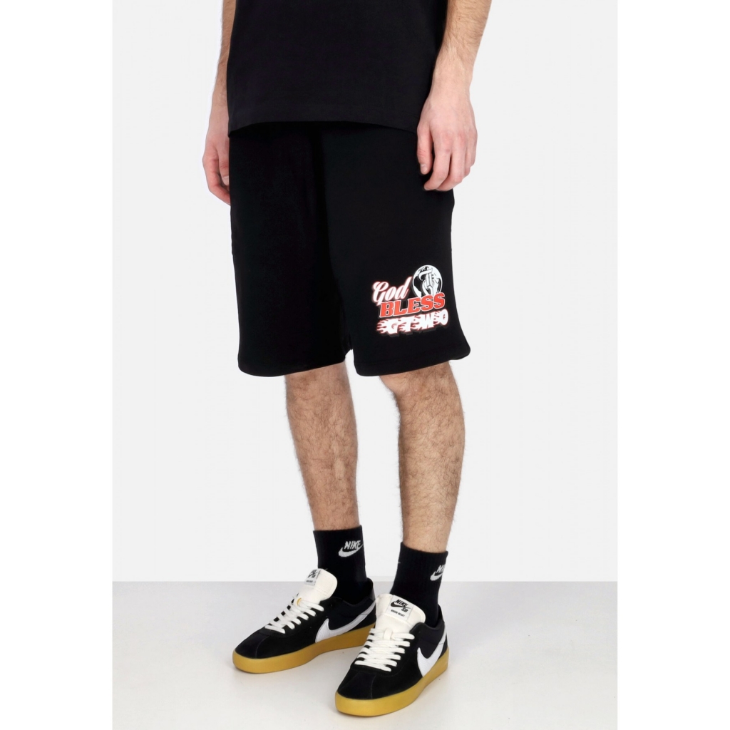 pantalone corto tuta uomo god bless shorts BLACK