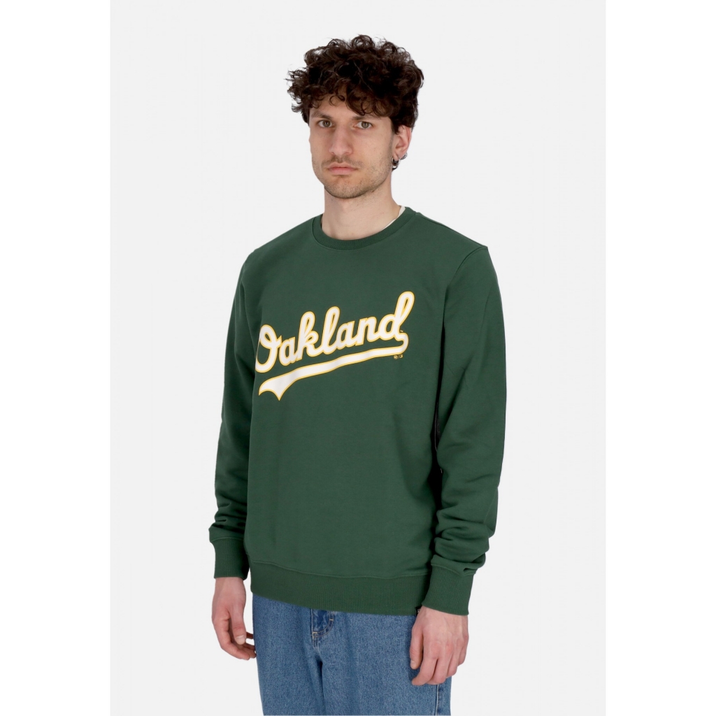 felpa leggera girocollo uomo mlb imprint helix crew sweatshirt oakath DARK GREEN