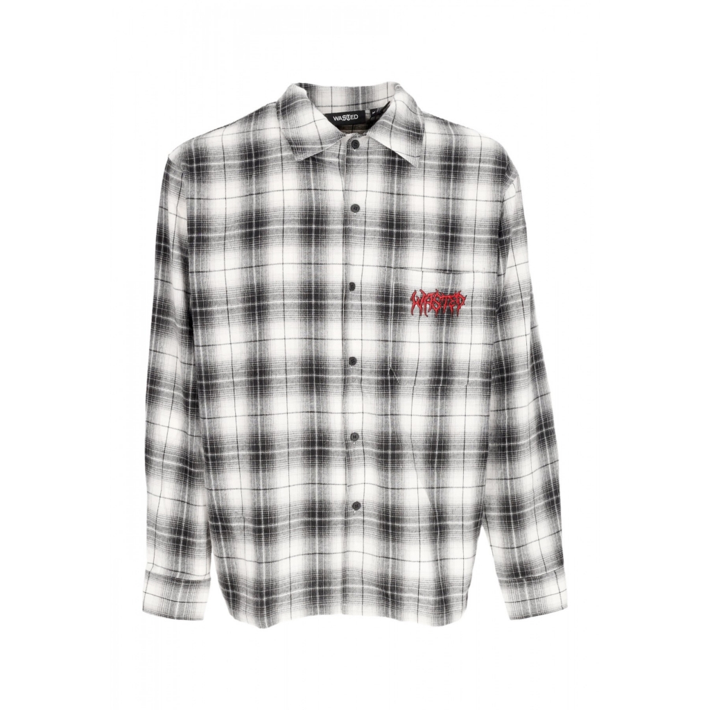 camicia manica lunga uomo tartan bones shirt BLACK/WHITE