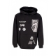 felpa leggera cappuccio uomo graffiti patch hoodie BLACK