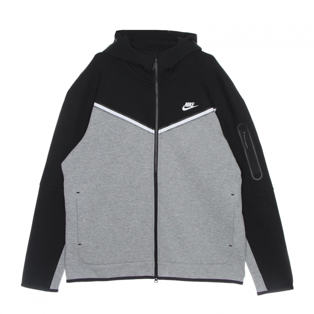 felpa leggera cappuccio zip uomo sportswear tech fleece hoodie BLACK/DK GREY HEATHER/WHITE