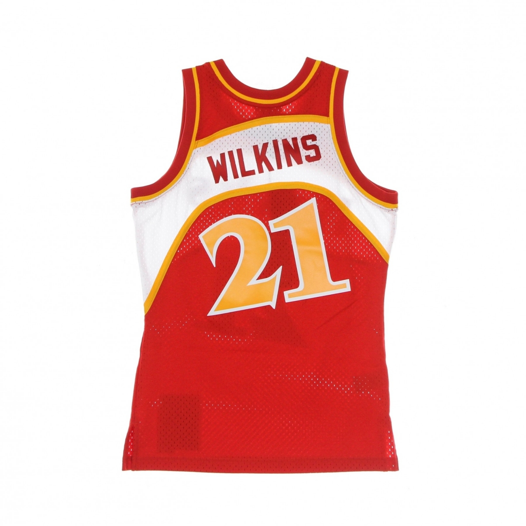 canotta basket uomo nba swingman jersey hardwood classics no 21 dominique wilkins 1986-87 atlhaw road SCARLET