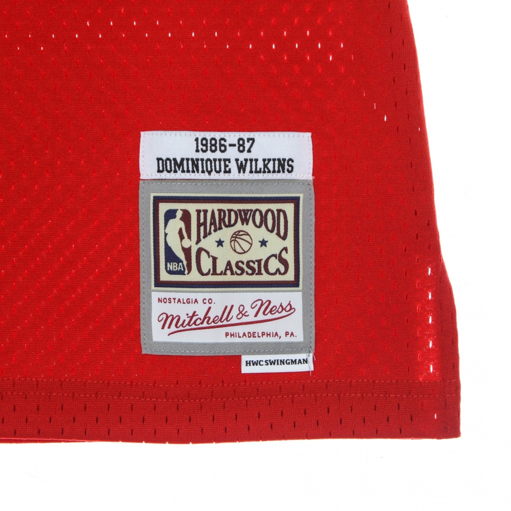 canotta basket uomo nba swingman jersey hardwood classics no 21 dominique wilkins 1986-87 atlhaw road SCARLET