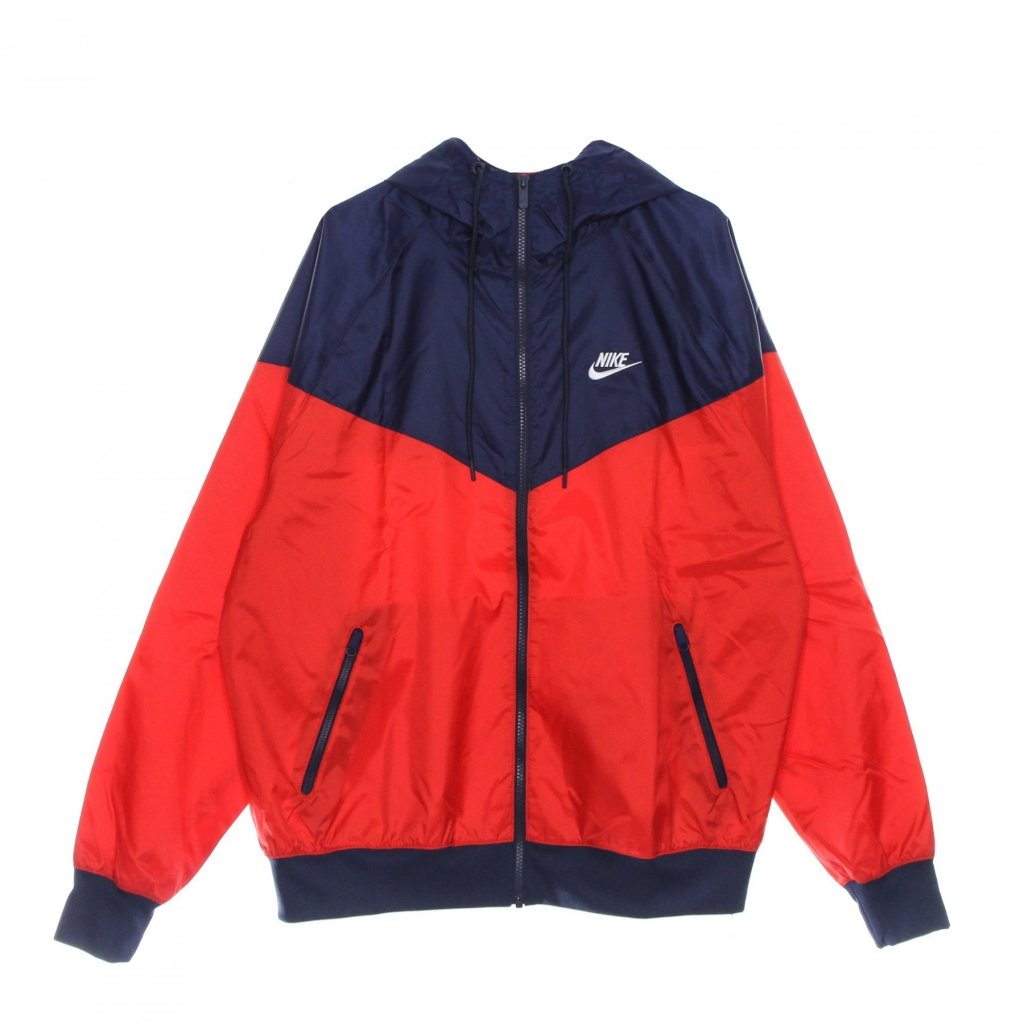 giacca a vento uomo sportswear woven lined windrunner hooded jacket UNIVERSITY RED/MIDNIGHT NAVY/WHITE