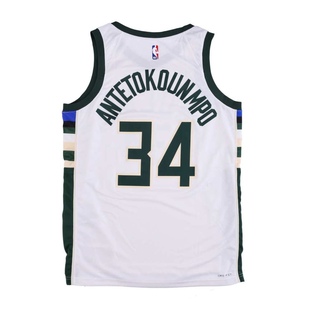 canotta basket uomo nba dri fit swingman jersey no 34 giannis antetokounmpo milbuc WHITE