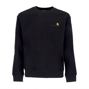 felpa girocollo uomo american script sweat BLACK