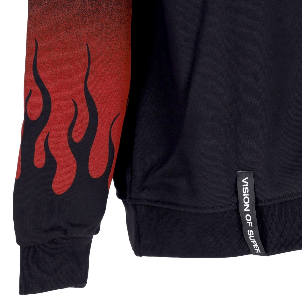 felpa cappuccio uomo negative flames hoodie BLACK/RED