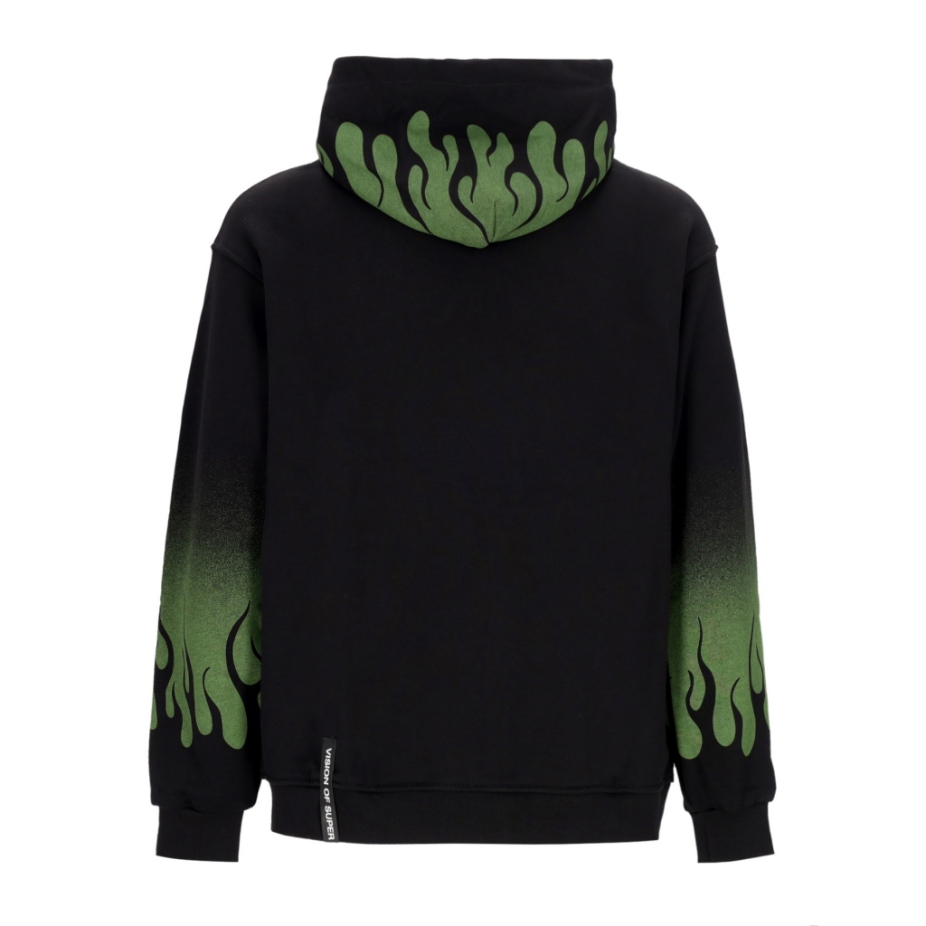 felpa cappuccio uomo negative flames hoodie BLACK/GREEN