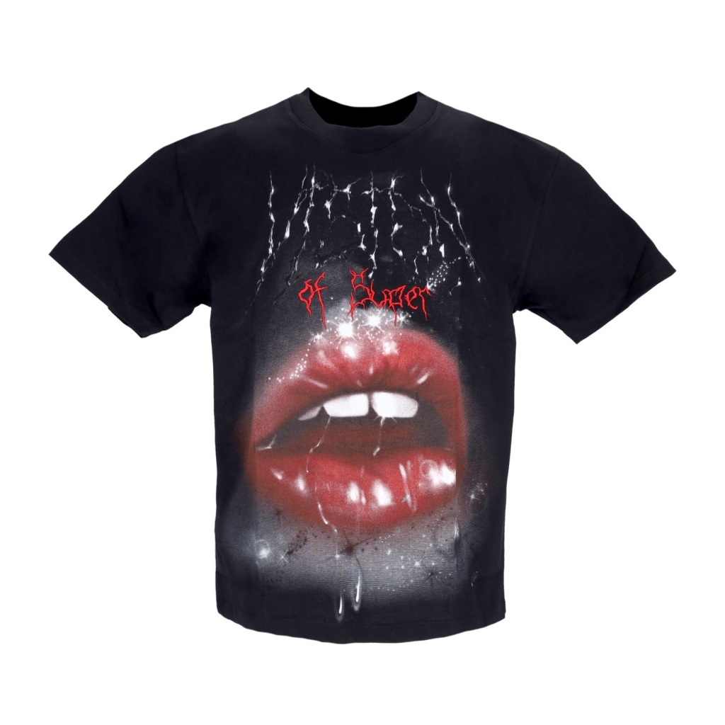 maglietta uomo rock mouth print tee BLACK