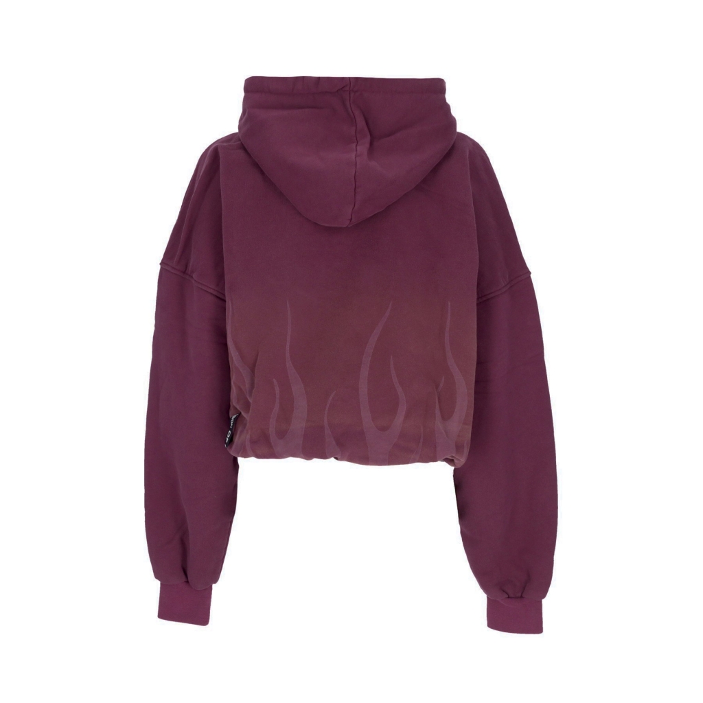 felpa cappuccio corta donna corrosive flames hoodie GRAPE WINE