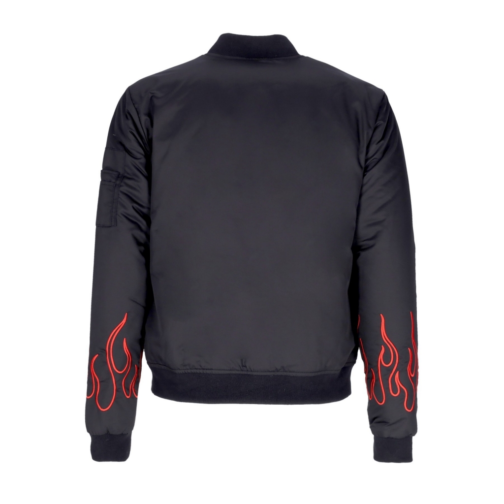 giubbotto bomber uomo embroidered flames bomber BLACK/RED