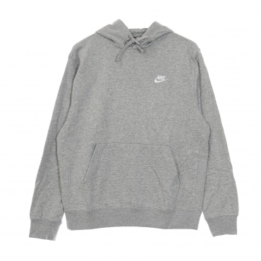 felpa leggera cappuccio uomo sportswear club hoodie DK GREY HEATHER/MATTE SILVER/WHITE