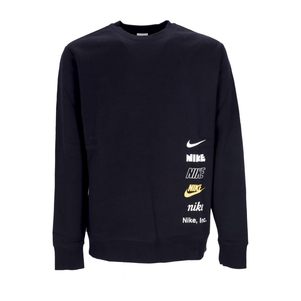 felpa girocollo uomo club + mlogo brushed-back crewneck BLACK